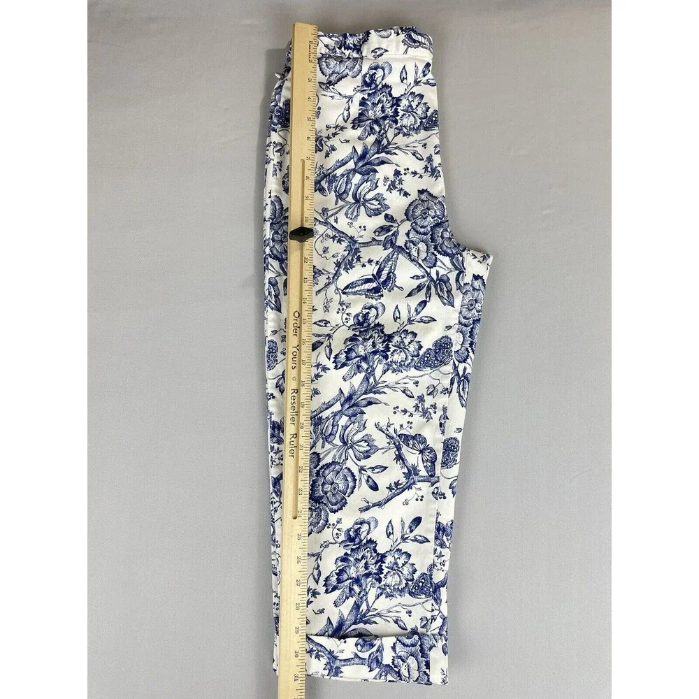 Bill Blass White Floral Print Capri Jeans Women's 8 Perfect Fit High Rise Mom - Picture 16 of 16